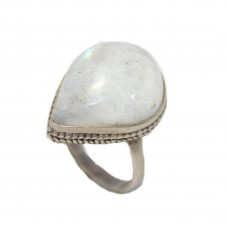 Women's Ring 925 Sterling Silver white rainbow gem stone A 223
